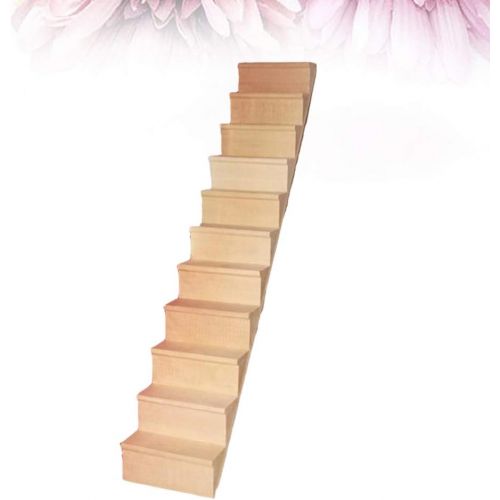  SUPVOX Wooden Dollhouse Stairs Miniature Doll Staircase Ladder Stairway Model Without Handrail for Mini House Scene Fairy Garden Ornament Toy Accessories 1PC 1/12