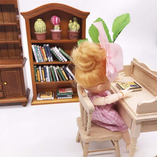  SUPVOX Wood Dollhouse Furniture Mini Bookcase Decorative Miniature Furniture Accessories for Boys Girls Play House Toy