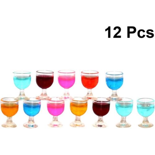  SUPVOX 1:12 Wine Glasses Miniature Resin Mini Beer Cups Drinking Water Cups Model Dollhouse Ornament Kitchen Miniatures Accessories 12pcs