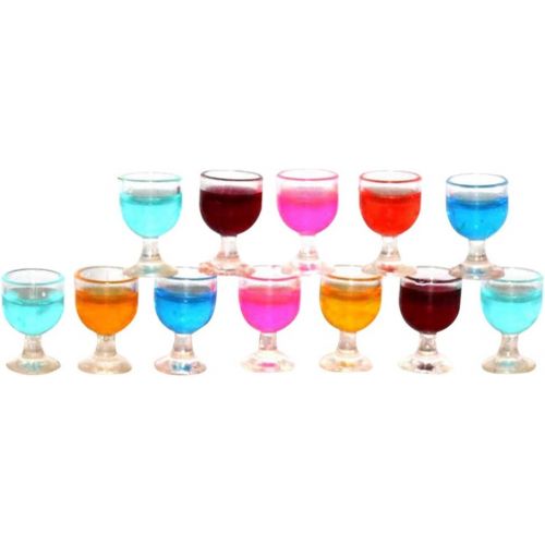  SUPVOX 1:12 Wine Glasses Miniature Resin Mini Beer Cups Drinking Water Cups Model Dollhouse Ornament Kitchen Miniatures Accessories 12pcs