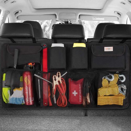  SURDOCA Car Trunk Organizer - 3rd Gen [7 Times Upgrade] Super Capacity Car Hanging Organizer, Equipped with 4 Magic Stick, Car Trunk Tidy Storage Bag with Lids, Space Saving Expert