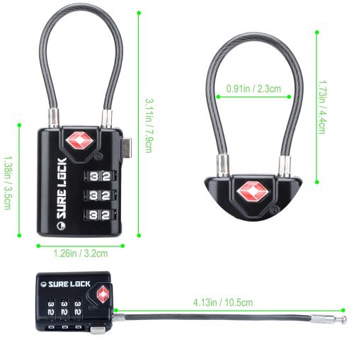  SURE LOCK TSA Compatible Travel Luggage Locks, Inspection Indicator, Easy Read Dials - 1, 2,4,6 & 8 Pack