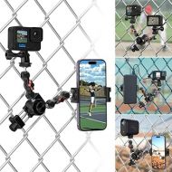 SUREWO Aluminum Fence Mount for Gopro,iPhone, Phone, AKASO, DJI Osmo Action 4/3/2, Insta360,Mevo Start for Baseball Softball Tennis Recording, Cameras Net Chain Link Fence Clip Mount Holder