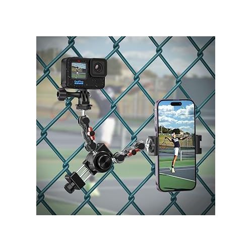  SUREWO Aluminum Fence Mount for Gopro,iPhone, Phone, AKASO, DJI Osmo Action 4/3/2, Insta360,Mevo Start for Baseball Softball Tennis Recording, Cameras Net Chain Link Fence Clip Mount Holder