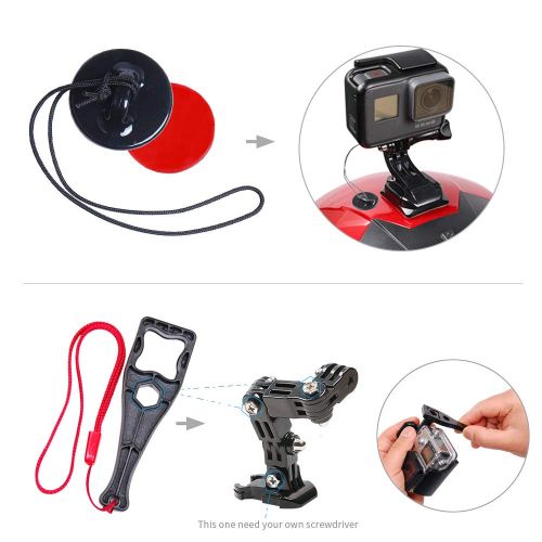  SUREWO surewo Helm Kiefer Swivel Arm Mount und selbstklebend Passepartouts fuer GoPro Hero 7 / (2018) / 6/5 Black, 4 Session, 3+ und andere Action-Kameras