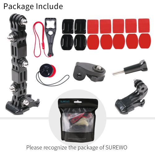  SUREWO surewo Helm Kiefer Swivel Arm Mount und selbstklebend Passepartouts fuer GoPro Hero 7 / (2018) / 6/5 Black, 4 Session, 3+ und andere Action-Kameras