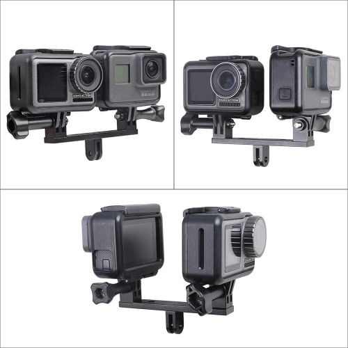  SUREWO Aluminum Dual Mount,Twin Adapter Mount Compatible with GoPro Hero 10 9 8 7 6 5 Black,APEMAN/AKASO/DJI Omso Action and More