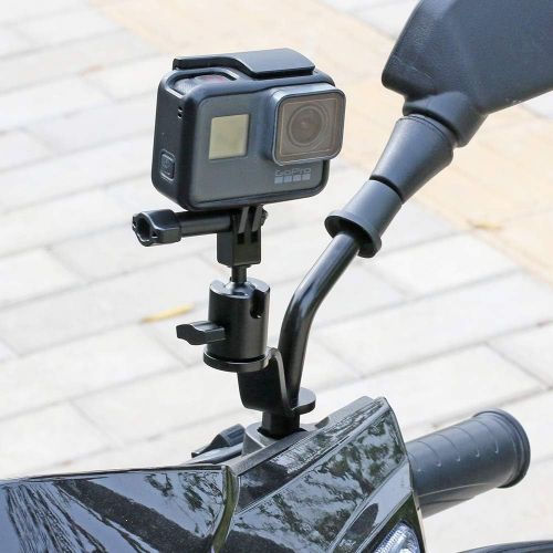  SUREWO Aluminum Motorcycle Rearview Mirror Mount Bracket Holder Compatible with GoPro Hero 9/8/7/6(2018)/5 Black APEMAN AKASO TENKER Campark DJI Osmo Action and More
