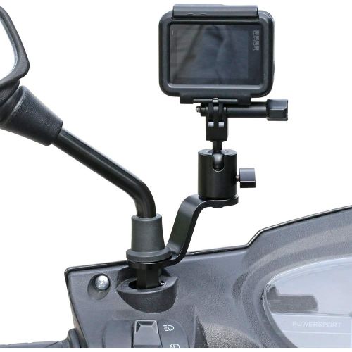  SUREWO Aluminum Motorcycle Rearview Mirror Mount Bracket Holder Compatible with GoPro Hero 9/8/7/6(2018)/5 Black APEMAN AKASO TENKER Campark DJI Osmo Action and More