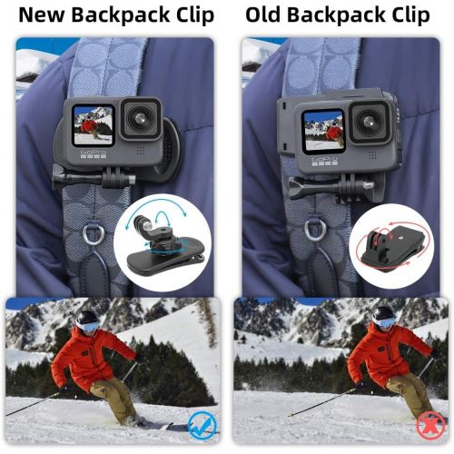  SUREWO 360° Rotation Backpack Strap Mount Quick Clip Mount Compatible with GoPro Hero 10,9,8,7, Hero(2018),6,5,4,Fusion,DJI Osmo Action 2,AKASO,Campark,Crosstour Action Cameras