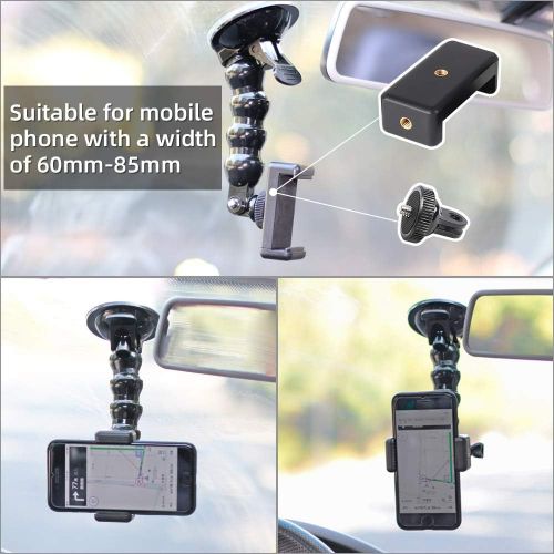  Flexible Gooseneck Suction Cup Car Mount Holder for GoPro Hero 10 9 8 7 6 5 Black,SUREWO Flexible Extension Car Windshield Mount with Phone Holder for iPhone,Samsung Galaxy,Google