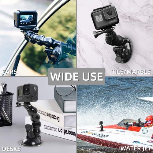  Flexible Gooseneck Suction Cup Car Mount Holder for GoPro Hero 10 9 8 7 6 5 Black,SUREWO Flexible Extension Car Windshield Mount with Phone Holder for iPhone,Samsung Galaxy,Google