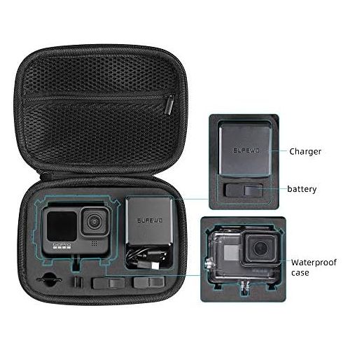  SUREWO Surface-Waterproof Carrying Case Compatible with GoPro Hero 10/9/8/7/(2018)/6/5 Black,Session 5/4,Hero 3+,AKASO/Campark/YI Action Camera and More(Small)