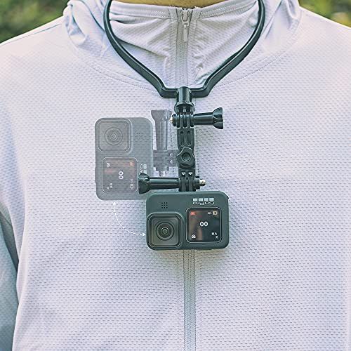  SUREWO Neck Holder Mount Phone Holder with Two Universal Rotary Extension Arm Compatible with GoPro Hero 10 9 8 7 6 5 Black,DJI Osmo Action,AKASO,Crosstour,for iPhone Samsung Googl