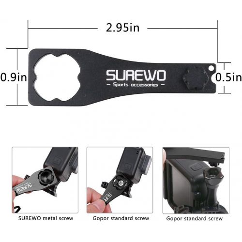  SUREWO Ball Joint Mount,Aluminum Swivel Arm Mount with Aluminium Wrench Compatible with GoPro Hero 10/9/8/7/(2018) 6 5 Black,4 Session,DJI Osmo Action 2,YI,Campark,AKASO and More
