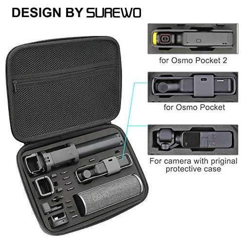  [아마존베스트]SUREWO Surface-Waterproof Carrying Case,Travel Storage Bag Compatible with DJI Osmo Pocket,DJI Pocket 2(Medium)