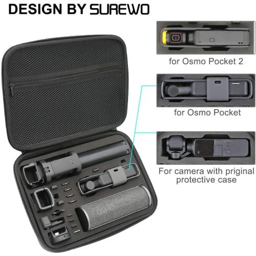  [아마존베스트]SUREWO Surface-Waterproof Carrying Case,Travel Storage Bag Compatible with DJI Osmo Pocket,DJI Pocket 2(Medium)