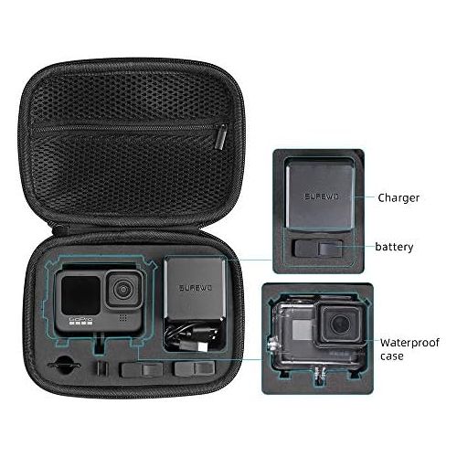  [아마존베스트]SUREWO Surface-Waterproof Carrying Case Compatible with GoPro Hero 9/8/7/(2018)/6/5 Black,Session 5/4,Hero 3+,AKASO/Campark/YI Action Camera and More(Small)
