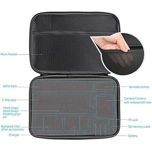  [아마존베스트]SUREWO Water Resistant Carry Case, Compatible with GoPro Hero 9/8/7/(2018)/6/5 Black, Session 5/4, Hero 3+, AKASO/Campark/YI Action Camera and More (Black, Large)