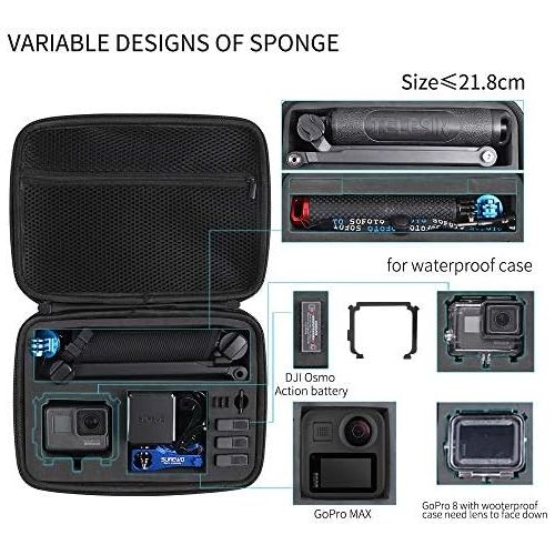  [아마존베스트]SUREWO Water Resistant Carrying Case Compatible with GoPro Hero 9/8/7/(2018)/6/5 Black, Session 5/4, Hero 3+, DJI Osmo Action,AKASO/Campark/YI Action Camera and More (Black, Medium