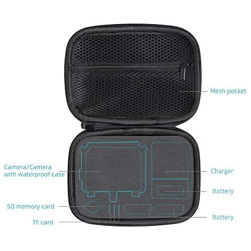  SUREWO Surface-Waterproof Carrying Case Compatible with GoPro Hero 10/9/8/7/(2018)/6/5 Black,AKASO/Campark/YI Action Camera and More(Small)