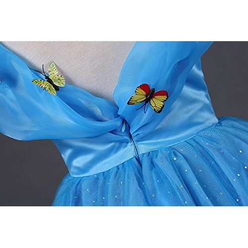  SURPCOS Cinderella Princess Dress 6 Layered 2017 Girl Butterfly Party Costumes and Accessories (5T/120cm)