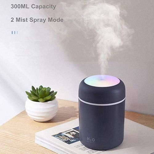  SURPZON USB Cool Mist Humidifier, 300ml Mini Portable Humidifier with 7 Color LED Night Light, Adjustable Mist Mode and Auto Shut-Off (Black)