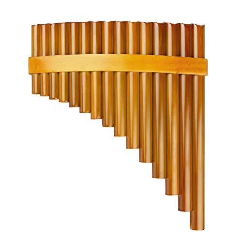  SUTILA 15 Pipes Brown Pan Flute G Key Chinese Traditional Musical Instrument Pan Pipes Woodwind Instrument (Left-Hand)