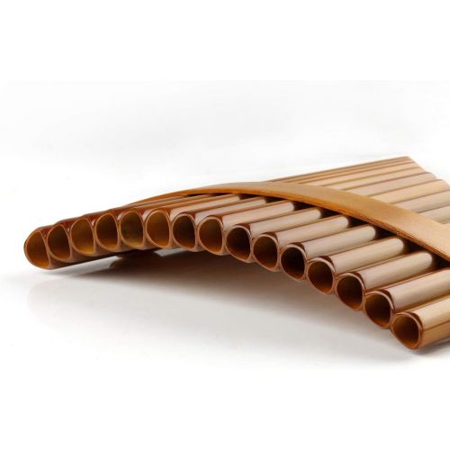  SUTILA 15 Pipes Brown Pan Flute G Key Chinese Traditional Musical Instrument Pan Pipes Woodwind Instrument (Left-Hand)