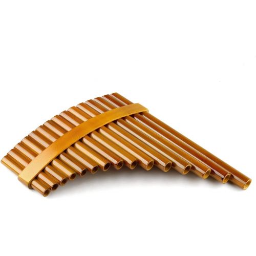  SUTILA 15 Pipes Brown Pan Flute G Key Chinese Traditional Musical Instrument Pan Pipes Woodwind Instrument (Left-Hand)