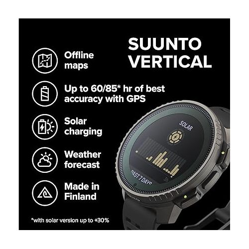  SUUNTO Vertical: Adventure GPS Watch, Large Screen, Offline Maps, Solar Charging