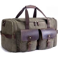 [아마존 핫딜]  [아마존핫딜]SUVOM Canvas Duffle Bag Leather Weekend Bag Carry On Travel Bag Luggage Oversized Holdalls for Men and Women