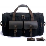 SUVOM Canvas Duffle Bag Leather Weekend Bag Carry On Travel Bag Luggage Oversized Holdalls for Men and Women