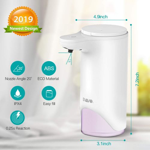  SVAVO Automatic Foaming Soap Dispenser - 0.25s Infrared Sensor Touchless Countertop Soap Dispensers for Smart Home, Dispensary, Clinic, Hospital, Adjustable Foam Volume, 9.5oz Capa