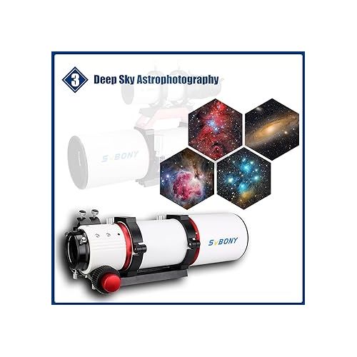  SVBONY SV550 Telescope, 80mm APO Triplet Refractor OTA, Bundle with SV209 Field Flattener, 1.0X Flattener Corrects, SV210 Camera Angle Adjuster, M63 360 Degree Rotator, for Deep Sky Astrophotography