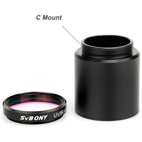  SVBONY 1.25 inches UV IR Cut Filter Telescope Optics Infra Red Filter CCD Camera with C Mount to 1.25 inches Video Camera Barrel Adapter