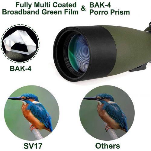  SVBONY SV17 Spotting Scope Straight Waterproof 25-75x70mm Zoom Telescope Bak4 for Bird Watching Target Shooting Archery Range with Soft Case