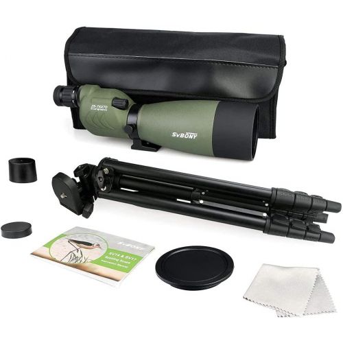  SVBONY SV17 Spotting Scope Straight Waterproof 25-75x70mm Zoom Telescope Bak4 for Bird Watching Target Shooting Archery Range with Soft Case