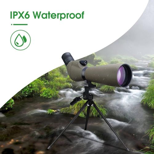  SVBONY SV401?Spotting Scope?with Tripod?IPX6 Waterproof 20-60x80mm 45 Degree Angled?Eyepiece Prism FMC Coated Optical Lens for Target Shooting Bird Watching