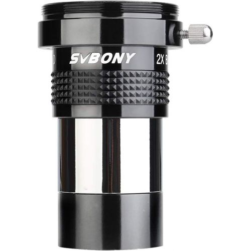  SVBONY SV137 2x Barlow Lens 1.25 inch Metal Body Fully Multi-coated Telescope Accessory Internal Brass Ring with Male T-thread