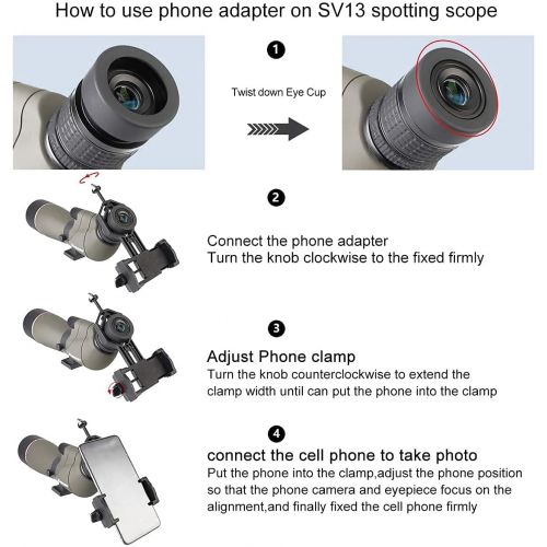  SVBONY SV13 Spotting Scope Telescope for Hunting 20-60X80mm Zoom Range IPX7 Waterproof with Phone Adapter Bird Watching