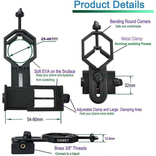  SVBONY Universal Cell Phone Adapter Mount Telescope Phone Mount for Binocular Monocular Spotting Scope Telescope Support Eyepiece Diameter 25 to 48mm