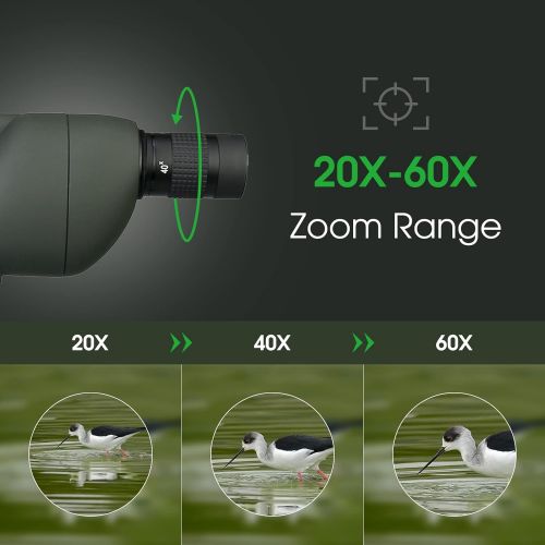  SVBONY SV28 20-60x60 Spotting Scopes Straight Scope Telescope for Bird Watching Target Shooting Hunting Waterproof Spotting Scopes