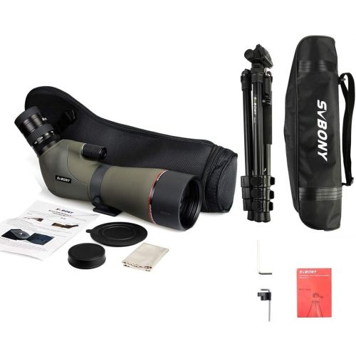  SVBONY SV46 Spotting Scope HD Dual Focus IPX7 Waterproof 20-60x80 Long Range Angled Telescope for Bird Watching Hunting Shooting Archery with Case
