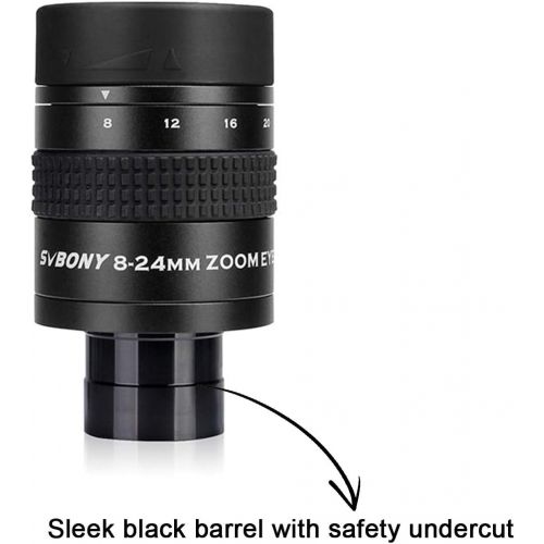  SVBONY SV171 Telescope Eyepiece, Zoom Eyepiece, 1.25 inch 8mm to 24mm Zoom FMC 7 Element 4 Group for Telescope