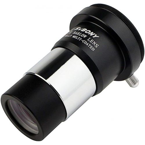  [아마존베스트]SVBONY 2X Barlow Lens 1.25 inch Doubles The Magnification Multi Coated Broadband Green Film with M42 Thread for Standard Telescope Eyepiece