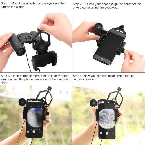  [아마존베스트]SVBONY Universal Cell Phone Adapter Mount Telescope Phone Mount for Binocular Monocular Spotting Scope Telescope Support Eyepiece Diameter 25 to 48mm