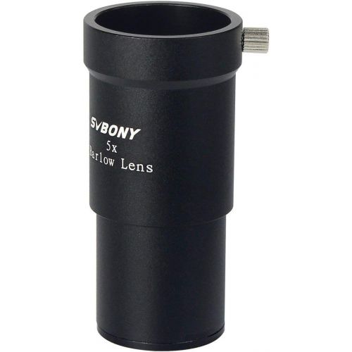  [아마존베스트]SVBONY 1.25 inches 5X Barlow Lens Fully Blackened Metal Multi Coated Broadband Green Film for Standard Telescope Eyepiece Astronomy