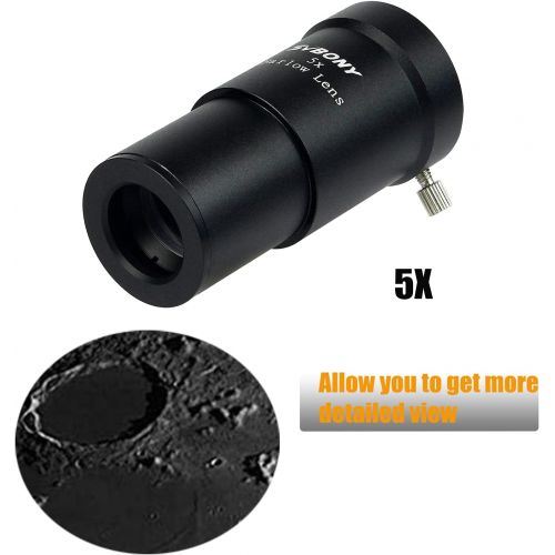  [아마존베스트]SVBONY 1.25 inches 5X Barlow Lens Fully Blackened Metal Multi Coated Broadband Green Film for Standard Telescope Eyepiece Astronomy