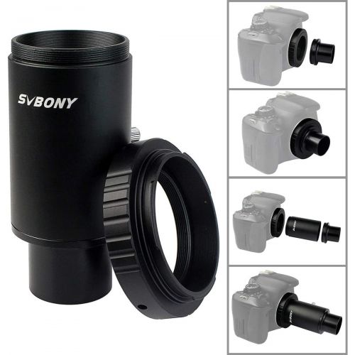  [아마존베스트]SVBONY Metal 1.25 inches T Adapter and T2 T Ring Adapter for Canon EOS Cameras Photography Dedicated CA1 Sleeve Extended Cylinder for Telescope